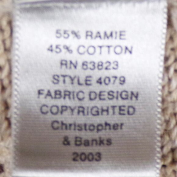 CHRISTOPHER & BANKS size L Jrs. beige (mostly) hand-embroidered cardigan sweater - Picture 15 of 16